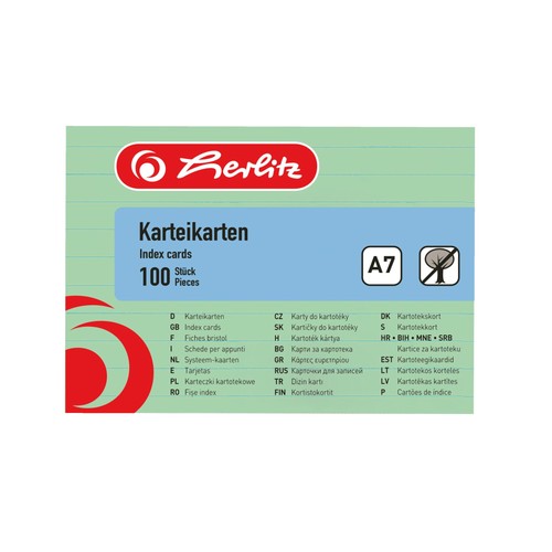 Herlitz karteikarte liniert - a7,