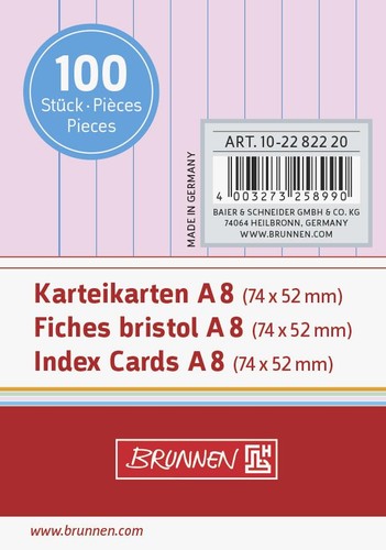 Karteikarte liniert rot - a8,