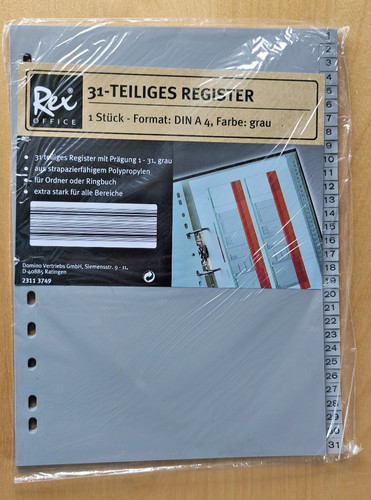 Teiliges register 31 - 31-teiliges,