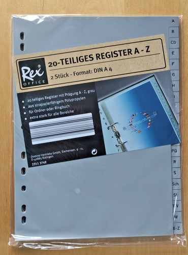 Stück teiliges register - 20-teiliges,